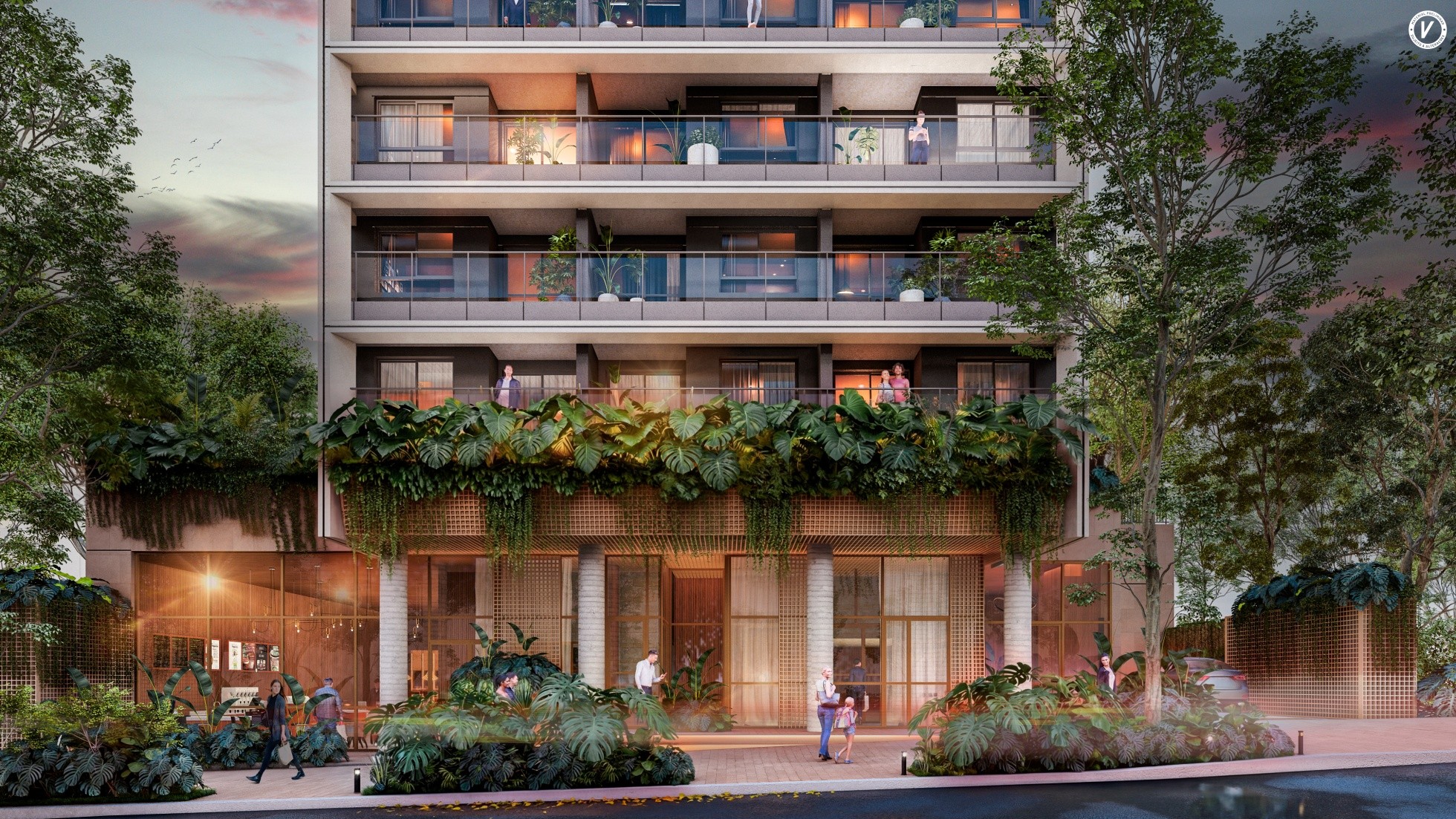 Perspectiva meramente ilustrativa do detalhe da Fachada